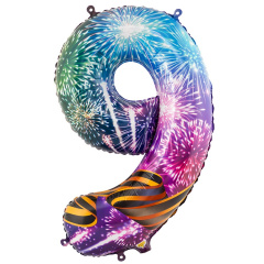 Шар (40"/102 см) Цифра 9, С Днем Победы, 1 шт. в уп.