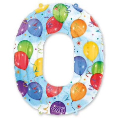 A Шар (34"/86 см) Цифра 0, Яркий, 1 шт. в уп.