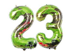 Шар (40"/102 см) Цифра 23, С Днем Защитника Отечества, 1 шт. в уп.